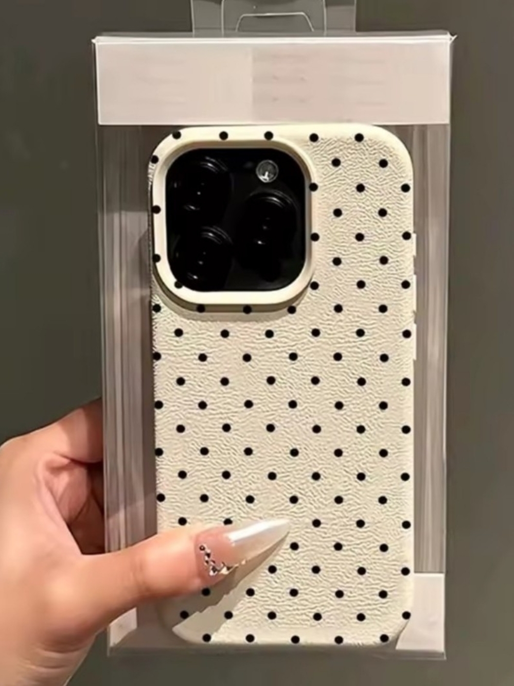 White Polka Dot Leather-Texture Phone Case for Redmi Note 14 5G